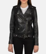 Alexa Black Leather Biker Jacket