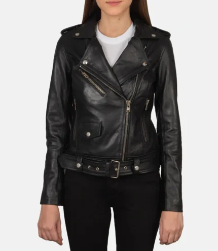 Alexa Black Leather Biker Jacket