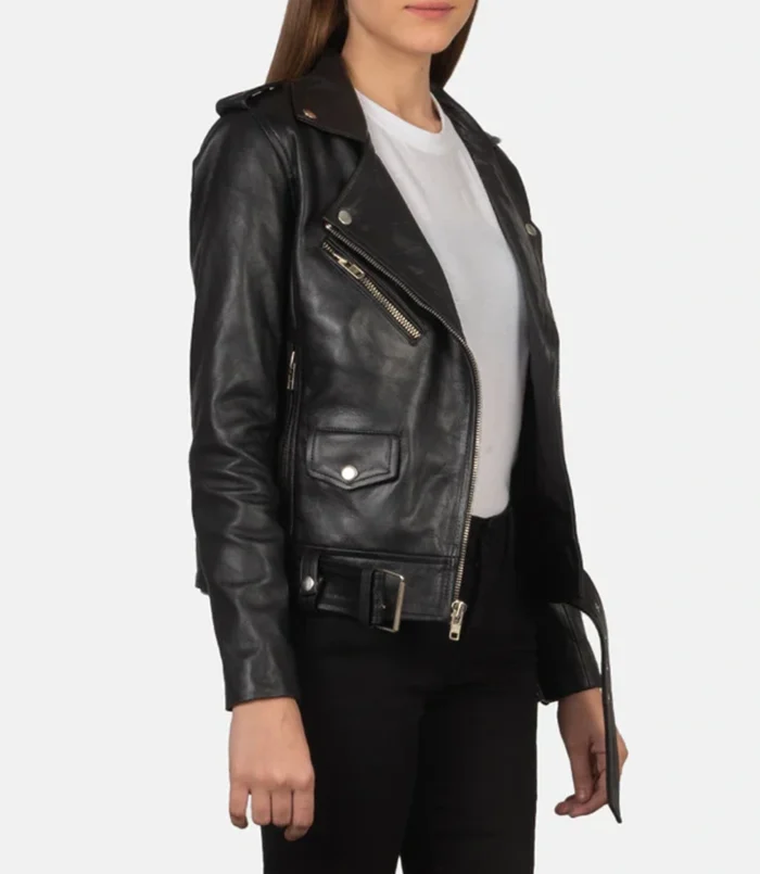 Black Alexa Leather Biker Jacket