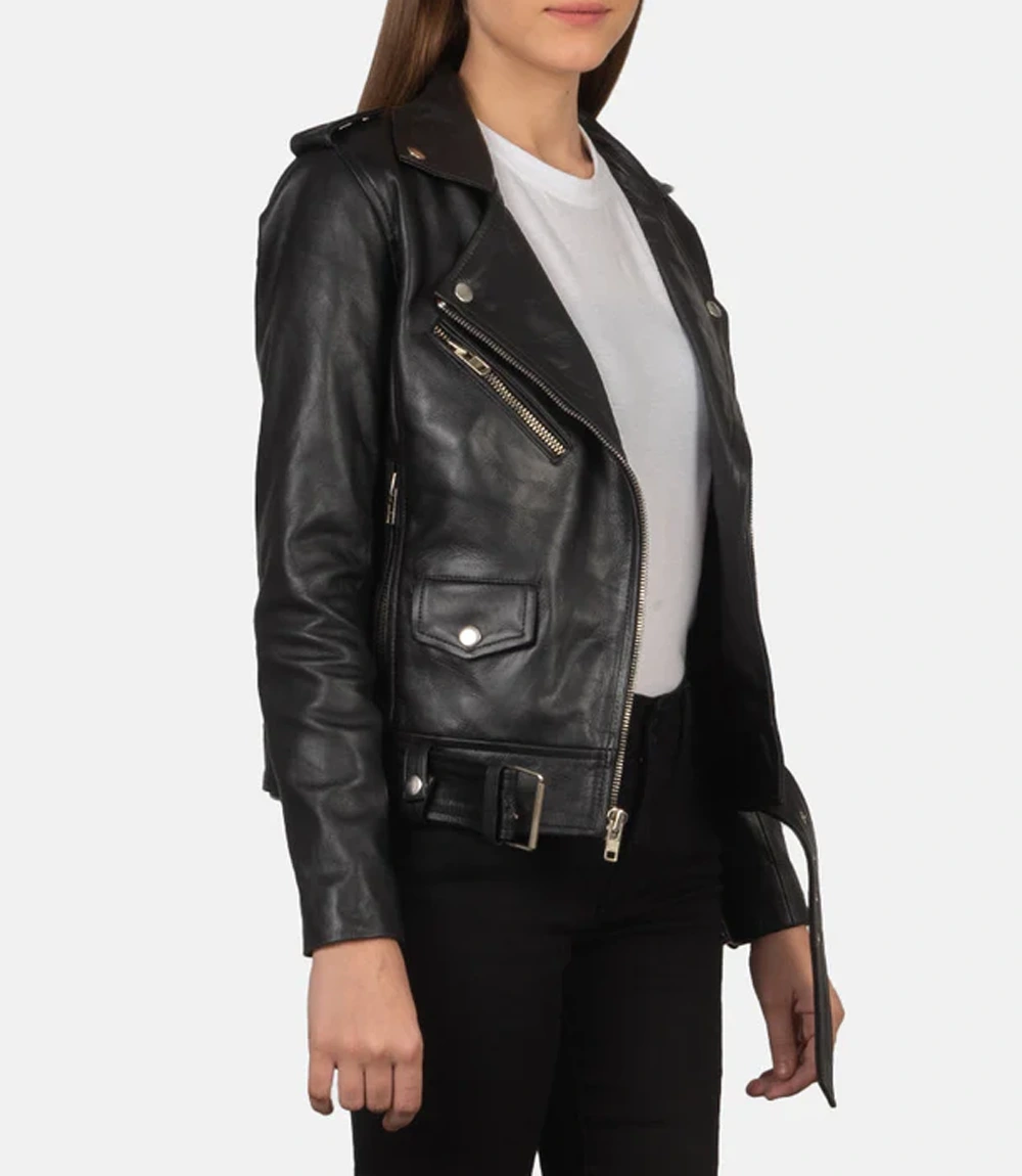 Black Alexa Leather Biker Jacket