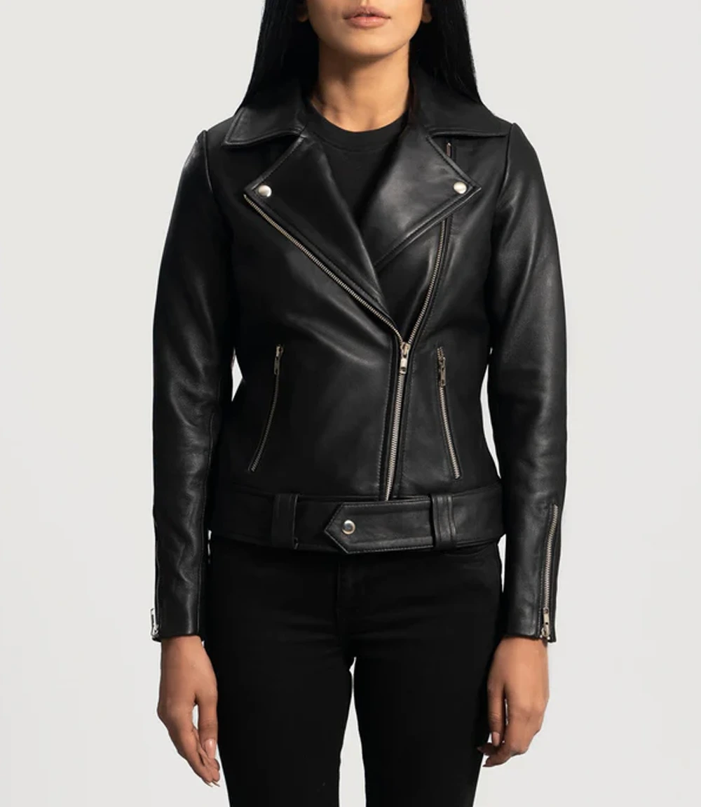 Edge Black Leather Biker Jacket