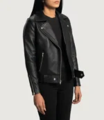 Black Leather Edge Biker Jacket