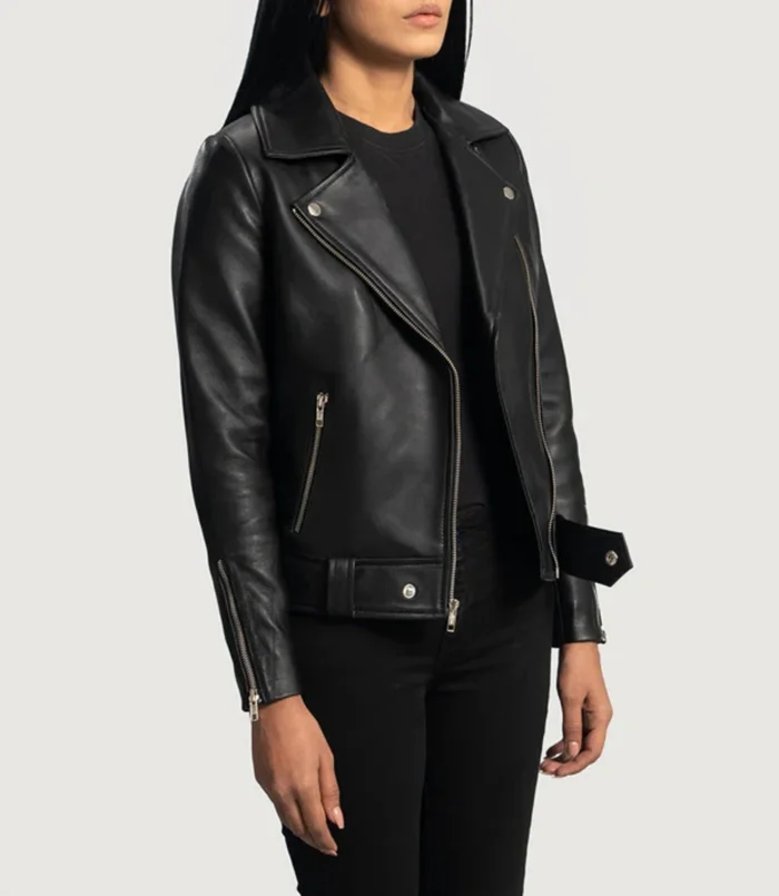 Black Leather Edge Biker Jacket