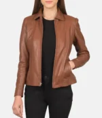Women's Classic Brown Leather Jacket