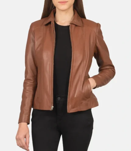 Women's Classic Brown Leather Jacket