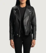 Edge Black Leather Biker Jacket