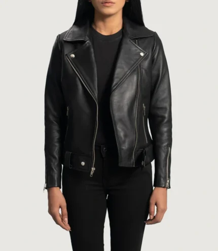 Edge Black Leather Biker Jacket