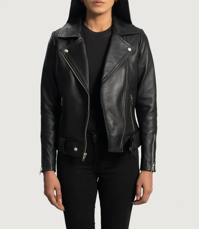 Edge Black Leather Biker Jacket