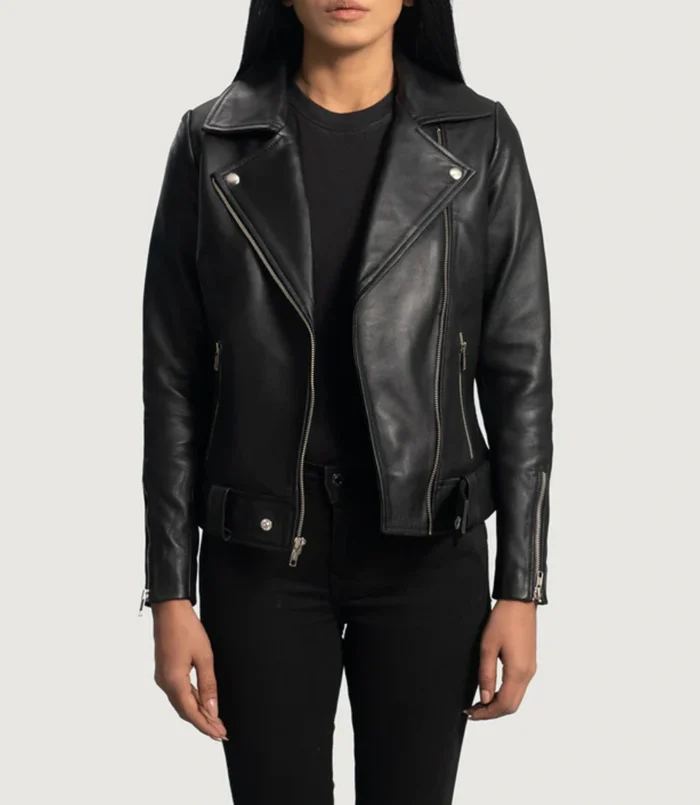 Edge Black Leather Biker Jacket