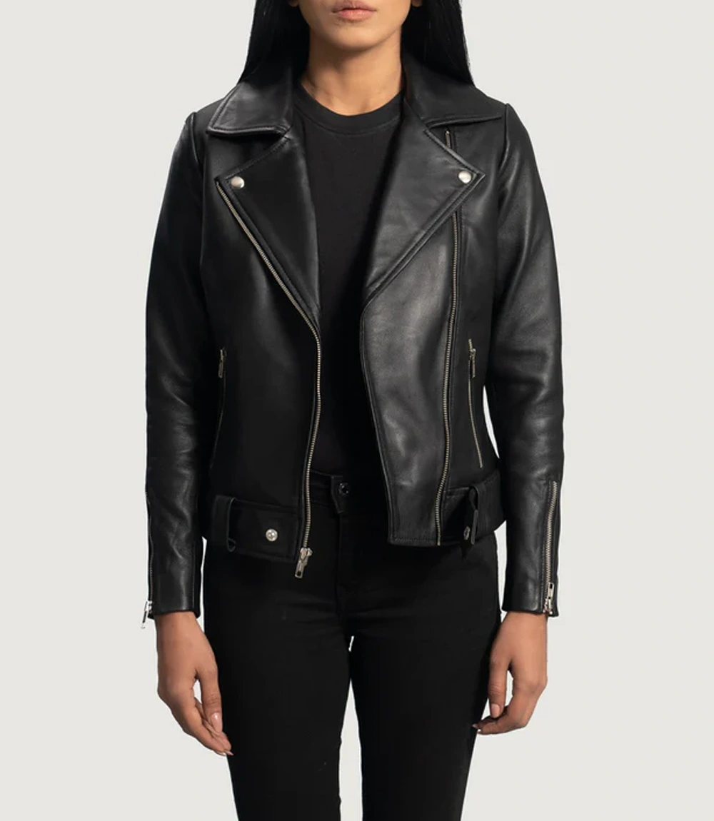Edge Black Leather Biker Jacket