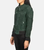 Green Jenna Suede Bomber Jacket