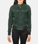 Jenna Green Suede Bomber Jacket