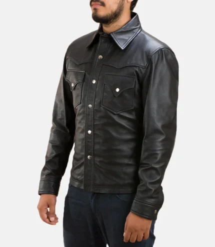 Trucker Leather Jacket Black