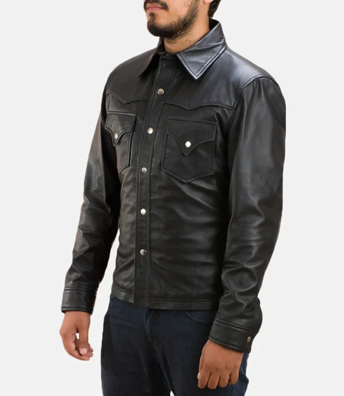 Trucker Leather Jacket Black