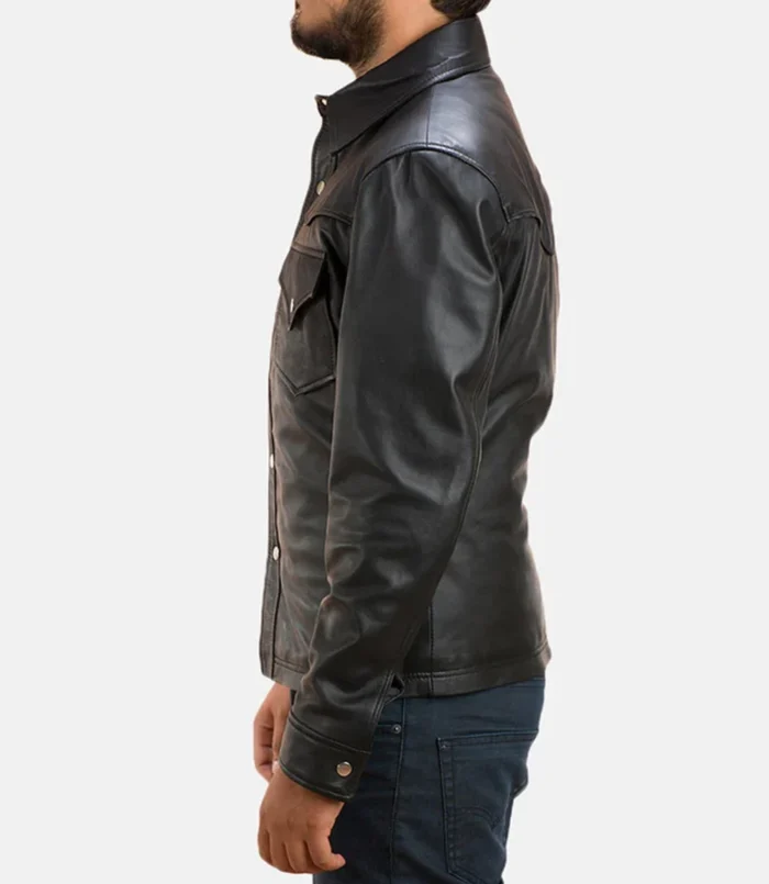 Black Double pocket Trucker Jacket mens