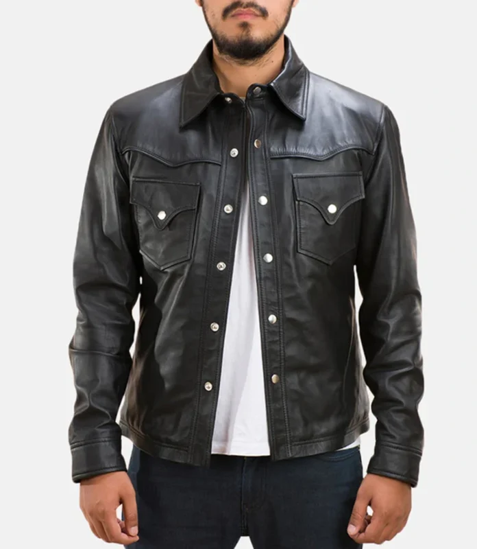 Trucker Black Leather Jacket
