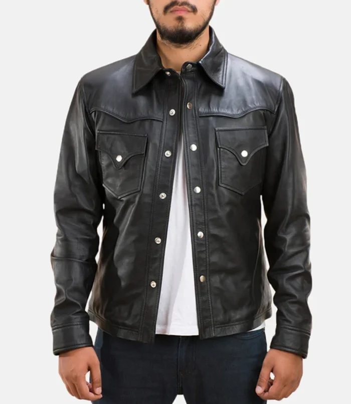 Trucker Black Leather Jacket