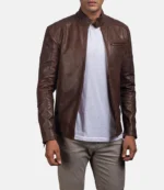 Trucker Brown Leather Bomber Jacket