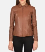 Classic Women's Brown Leather Jacket