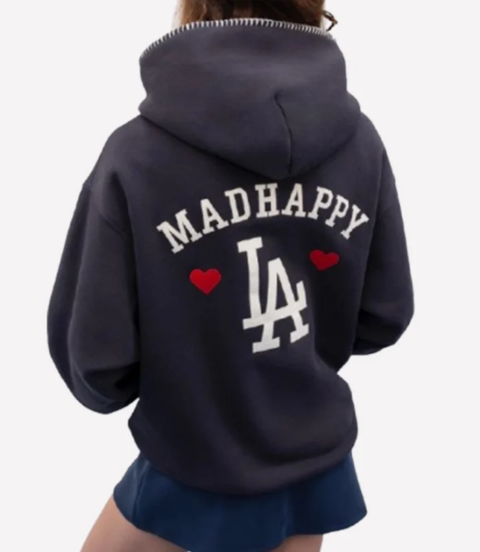 Women Black Dodgers Heart Fleece Hoodie