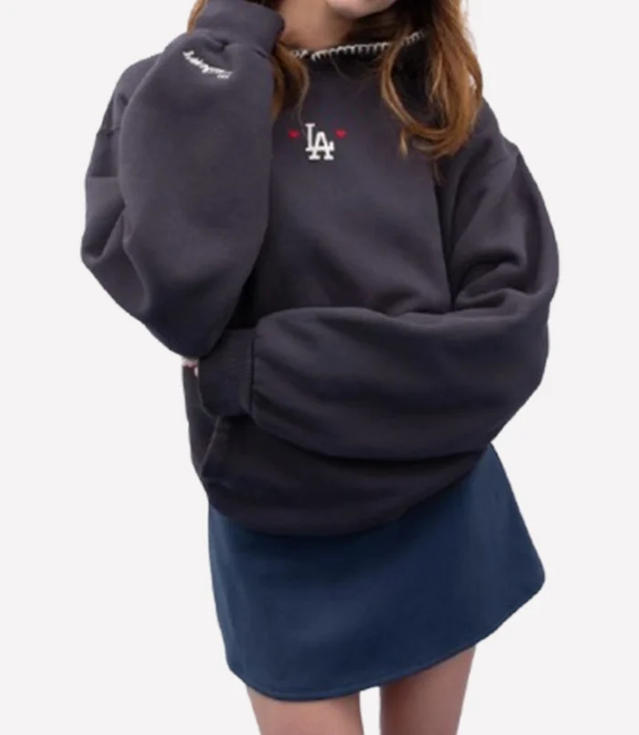 Dodgers Heart Fleece Black Hoodie