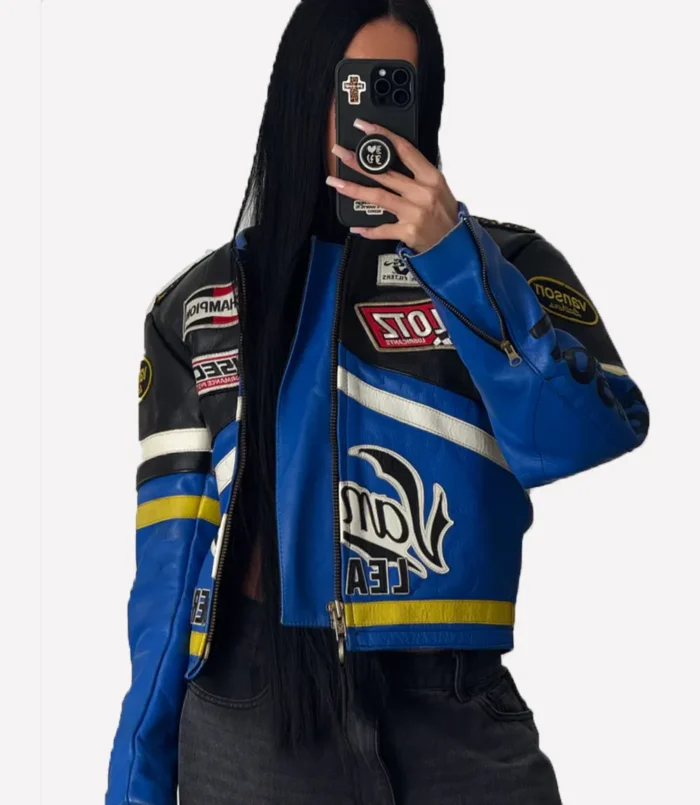Vanson Leather Motorcycle Blue Jacket